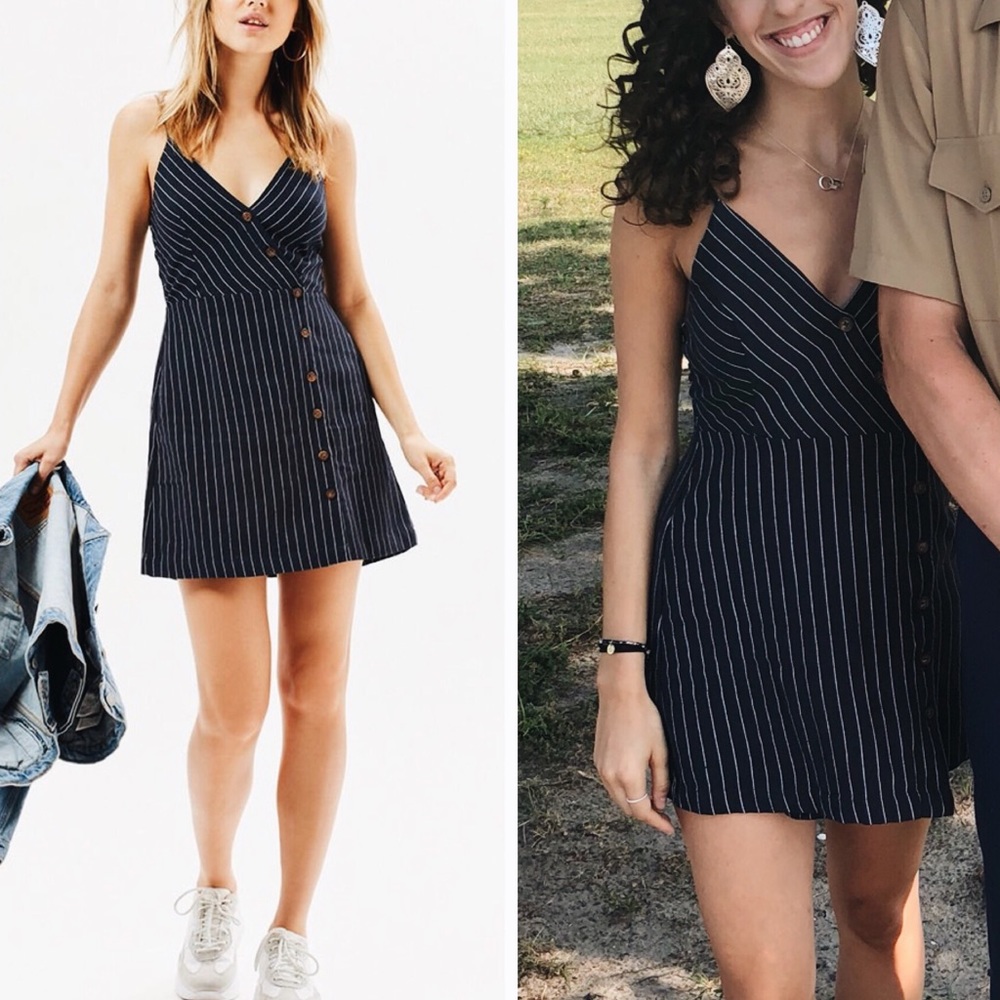 LA Hearts Asymmetrical Stripe Dress - VERY SHORT